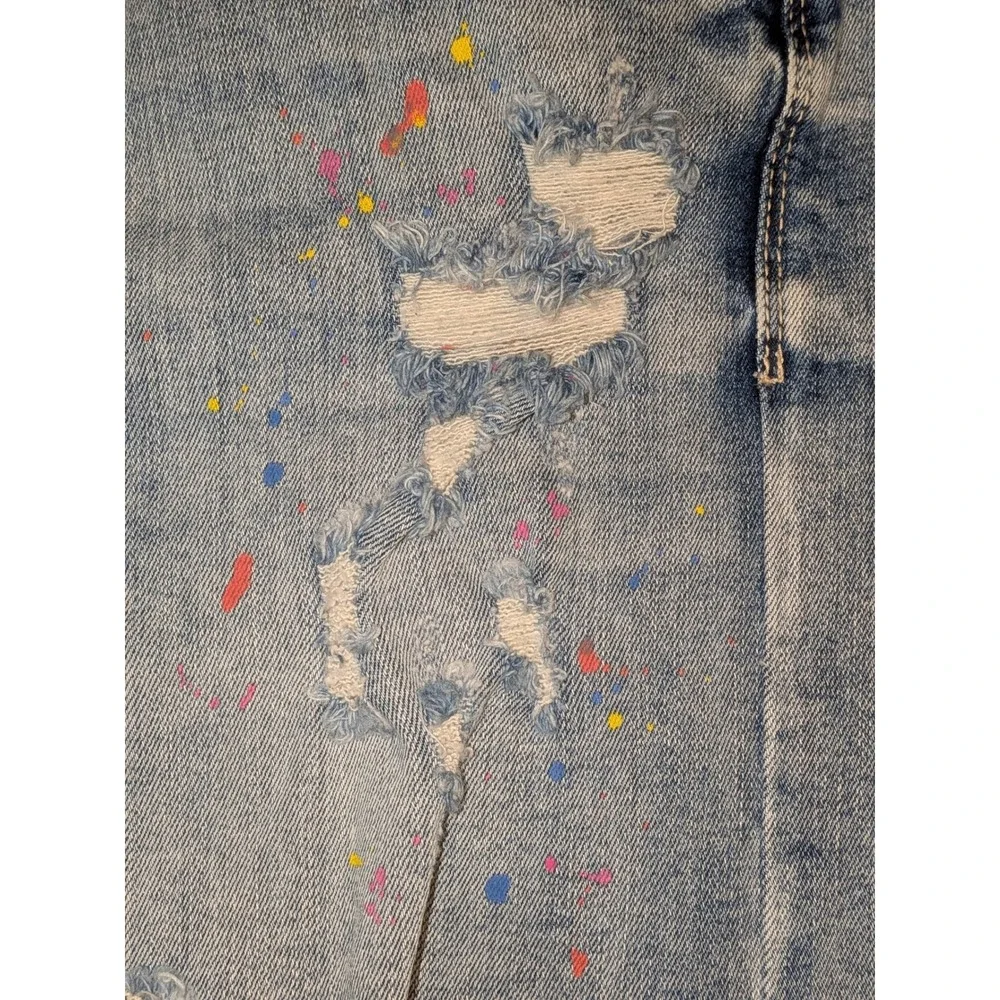 Judy Blue XL Mid Rise Distressed Paint Splatter Denim Cut‎ Off Shorts NWT